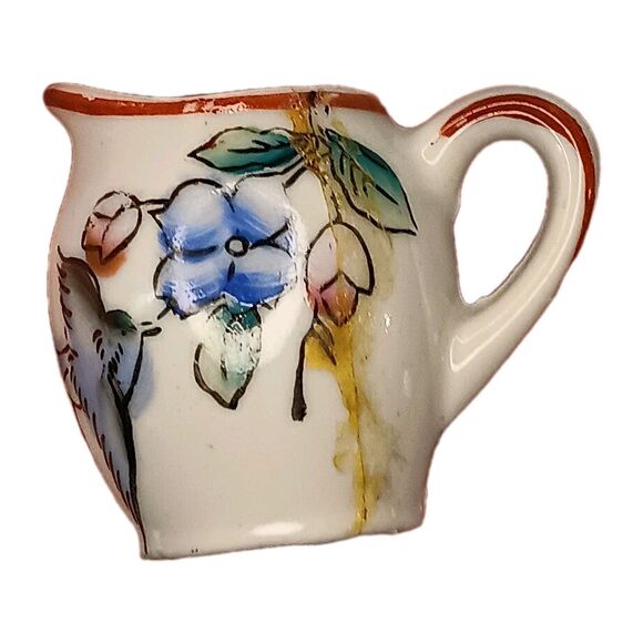 VTG Japanese Miniature Child's Tea Set Porcelain Blue Birds & Flowers 13 Pieces - Picture 15 of 16